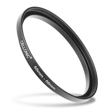 55mm - 58mm Step-Up-Ring Kamera-Filteradapter für Canon, Nikon, Sony, FujiFilm, Olympus Objektive von CELLONIC