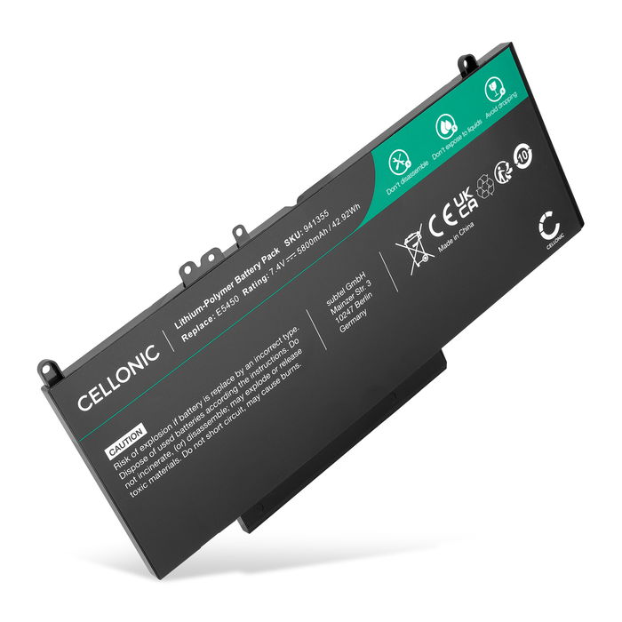 Akku für Dell Latitude E5450 Laptop, 7.4V Ersatzakku 5800mAh Batterie