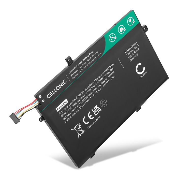 Battery for Lenovo ThinkPad L480, L590, L490, L580,L15 Gen 1, Gen2, L14 Gen 1, Gen 2, L17C3P52, 01AV463 11.1V 4100mAh from CELLONIC