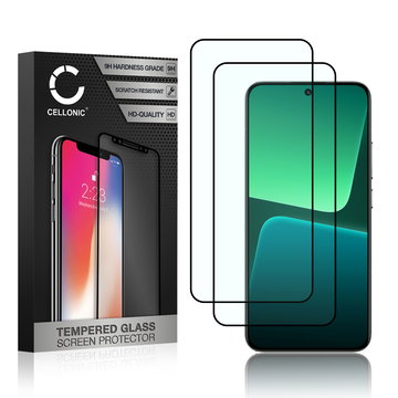 2x CELLONIC Display Schutzglas kompatibel mit Xiaomi 13 Handyglas - 3D Case-friendly 9H 0,33mm Full Glue schwarz - Handy Schutzfolie Displayschutz Glas Folie, Screen Protector Glass