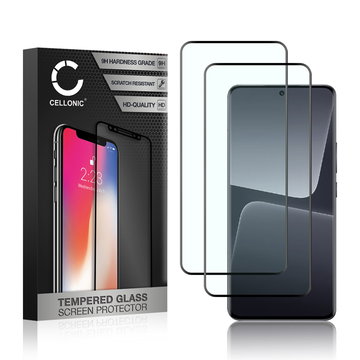 2x CELLONIC Display Schutzglas kompatibel mit Xiaomi 13 Pro Handyglas - 3D Full Cover 9H 0,33mm Full Glue schwarz - Handy Schutzfolie Displayschutz Glas Folie, Screen Protector Glass