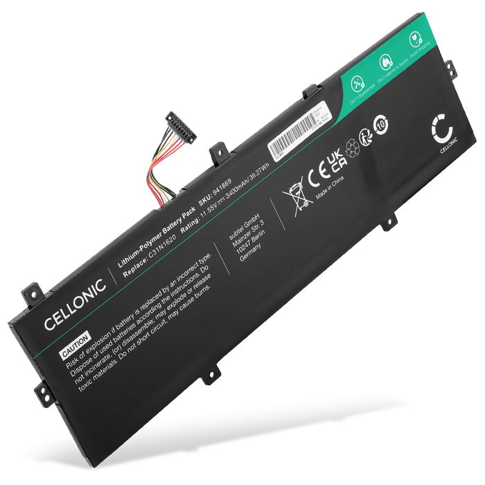 Akku für ASUS UX430UA Laptop, 11.55V Ersatzakku 3400mAh Batterie