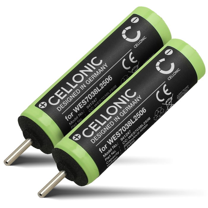 2x Panasonic ES-7036 Akku 2000mAh Ersatzakku Batterie von Cellonic