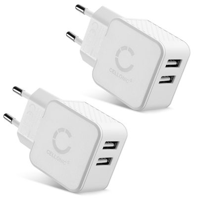 2x USB Ladegerät für 5V / 1A, 1000mA mit 17W - 3.4A, USB Schnellladegerät USB Netzteil für Steckdose USB Ladestation Ladestecker
