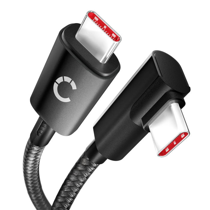 Samsung Galaxy A21s (SM-A217) USB C auf USB C Kabel in L-Form mit rechtem Winkel, 1m, Schnellladekabel 100 W von Cellonic