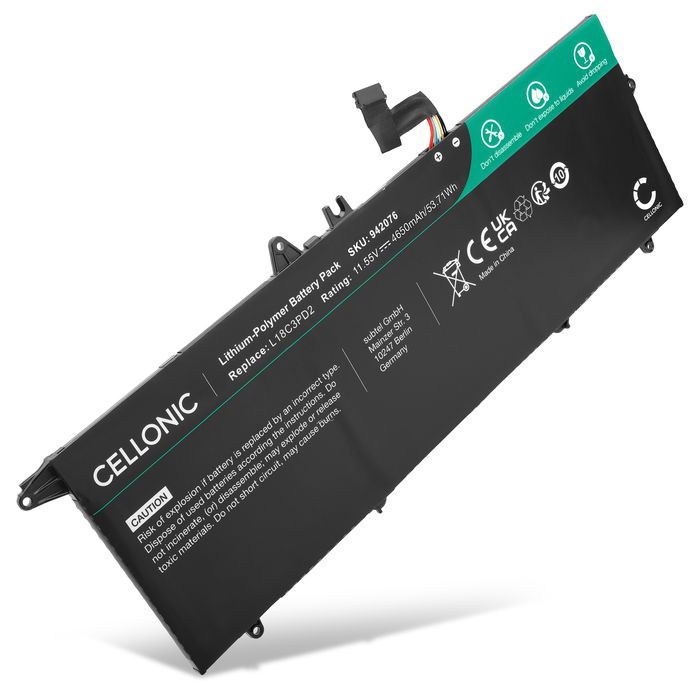 Battery for Lenovo ThinkPad T14s, ThinkPad T490s 11.55V 4650mAh from CELLONIC