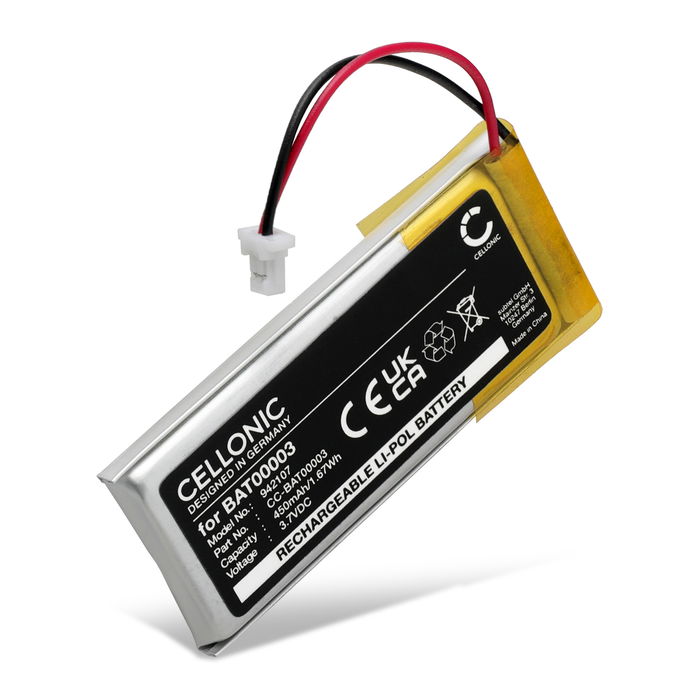Battery for Cardo Scala Rider Q3, Rider Q1, Rider Solo, Rider FM BAT00003 (450mAh, 3.7V) from CELLONIC