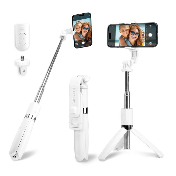 Panasonic Lumix DMC-TZ101 Selfie Stick mit Stativ und Fernbedienung von Cellonic – Weiß