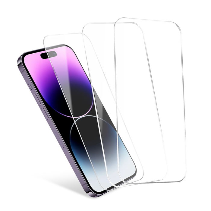 CELLONIC 3x Schutzfolie iPhone 14 Pro Max - 6,7 Zoll Smartphone Displayschutz 2.5D aus Tempered Glass Ultra Thin 9H Schutzglas, Displayschutzfolie