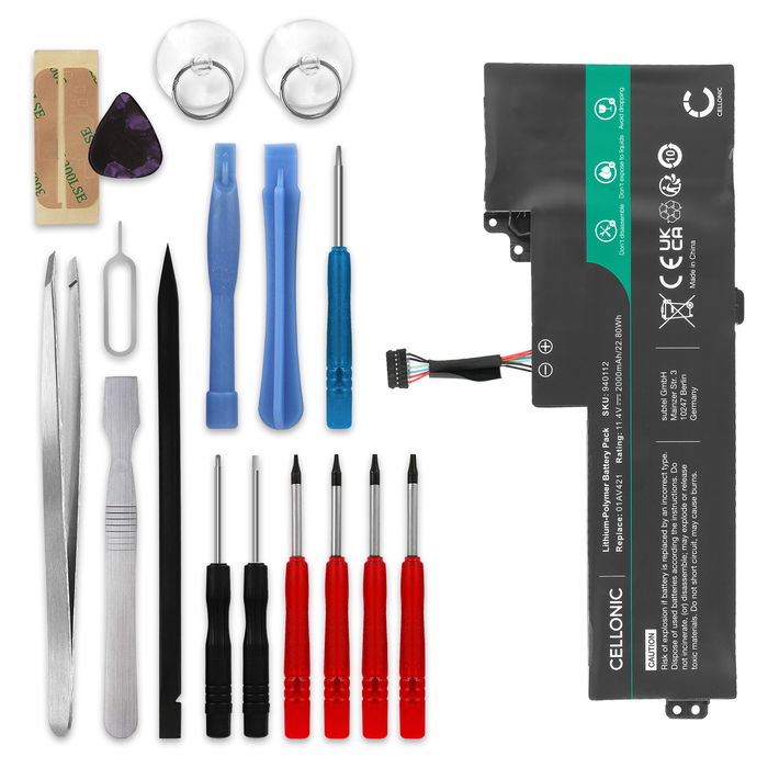 Lenovo ThinkPad T480 Series Akku + Werkzeug-Set 2000mAh Ersatzakku Batterie von subtel