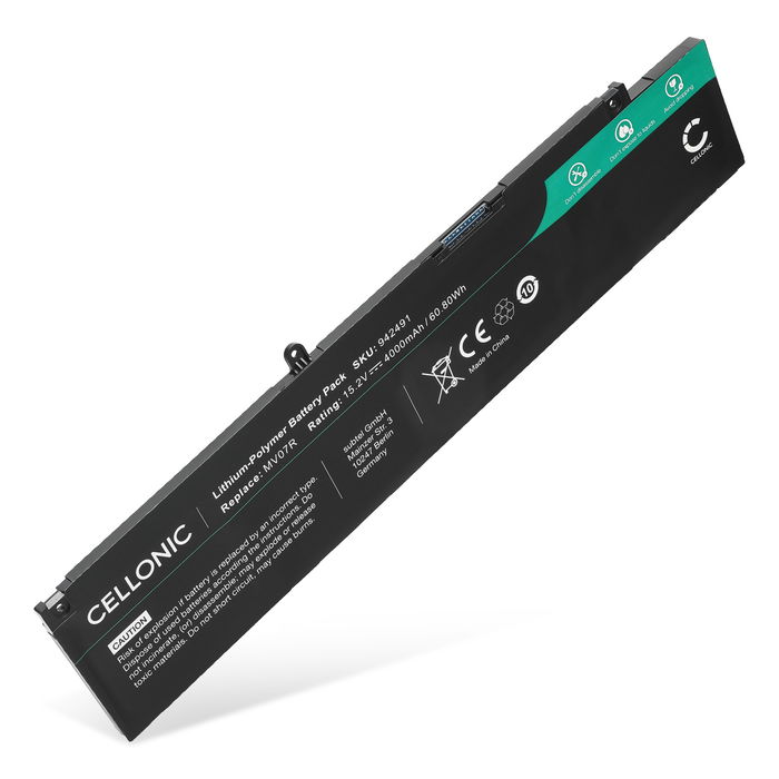Battery for Dell G3 15 3500, G5 15 5500, Dell 266J9, 72WGV, MV07R 15.2V 4000mAh from CELLONIC