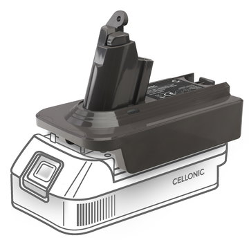 DeWalt 18V-20V or Milwaukee 18V to Dyson V6 Series Battery Adapter Converter MT18V6 from CELLONIC