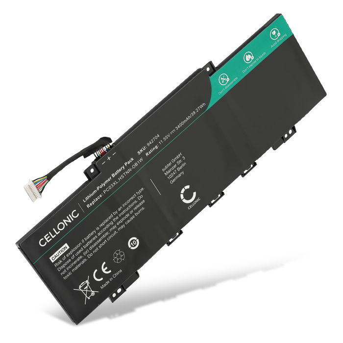 Akku für HP Pavilion x360 14-EK, 14-DY, Aero 13, PC03, PC03XL, PC03043XL Laptop - 3400mAh 11.55V 