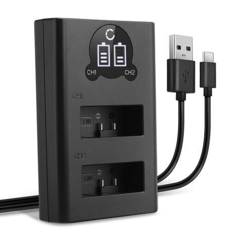 USB Dual Battery Charger for GoPro HERO13 Black – charges 2x AHDBT-1301 batteries, 4.4W, 1m + USB Cable from CELLONIC