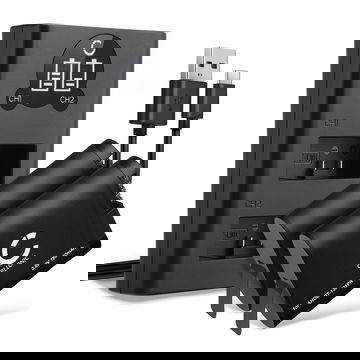 2x Akku für GoPro Hero 13, AHDBT-1301 AHDBT-1301PR (1900mAh, 3.89V) + Dual Ladegerät von CELLONIC