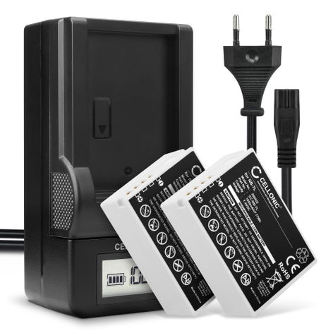 2x Battery for Canon PowerShot SX30 IS, PowerShot G12, PowerShot G11, PowerShot G10 NB-7L (1050mAh, 7.4V) + Charger from CELLONIC