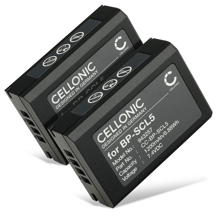 2x Battery for Leica M10, M10-R, M10-P BP-SCL5 (1200mAh, 7.4V) from CELLONIC