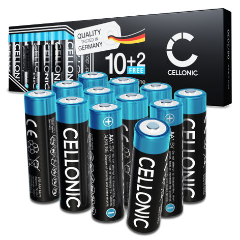 12er-Pack CELLONIC 1.5V Alkaline AA Batterien – 2900mAh LR6, AM3, Mignon, MN1500 Einwegbatterien für Fernbedienungen, Spielzeug, Taschenlampen, Uhren & mehr
