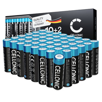 48er-Pack CELLONIC 1.5V Alkaline AA Batterien – 2900mAh LR6, AM3, Mignon, MN1500 Einwegbatterien für Fernbedienungen, Spielzeug, Taschenlampen, Uhren & mehr