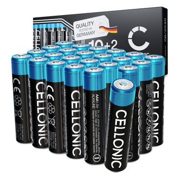 24er-Pack CELLONIC 1.5V Alkaline AAA Batterien – 1250mAh LR03, Micro, MN2400 Einwegbatterien für Fernbedienungen, LED-Lichter, Spielzeug, kleine Elektronik & mehr