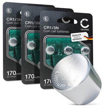 CELLONIC CR1/3N Knopfzellen-Batterien (Lithium, 170mAh, 3V) für Hundehalsbänder, Kameras, Laservisierungen – x15-Pack